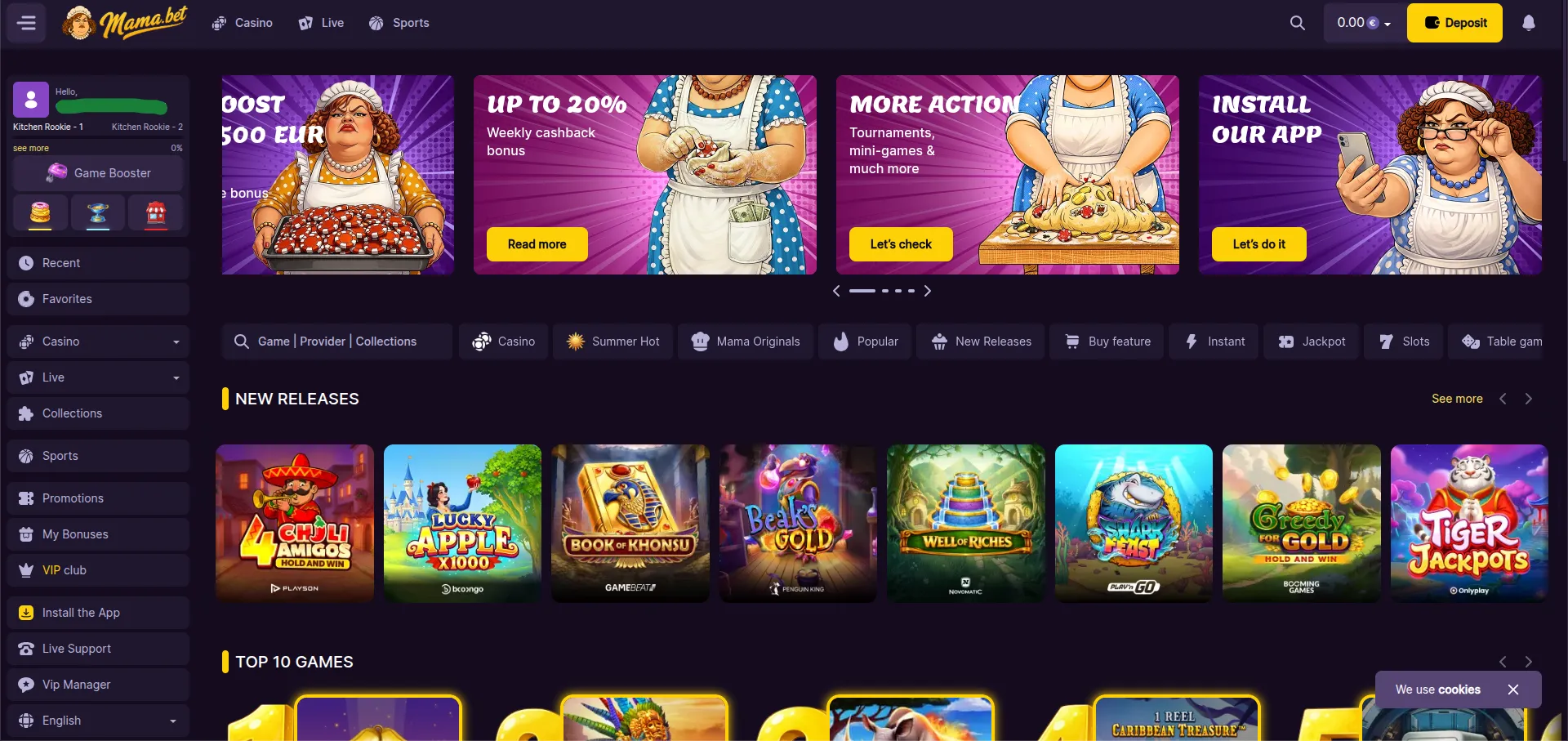 een overzicht van de lobby van Mama bet casino
