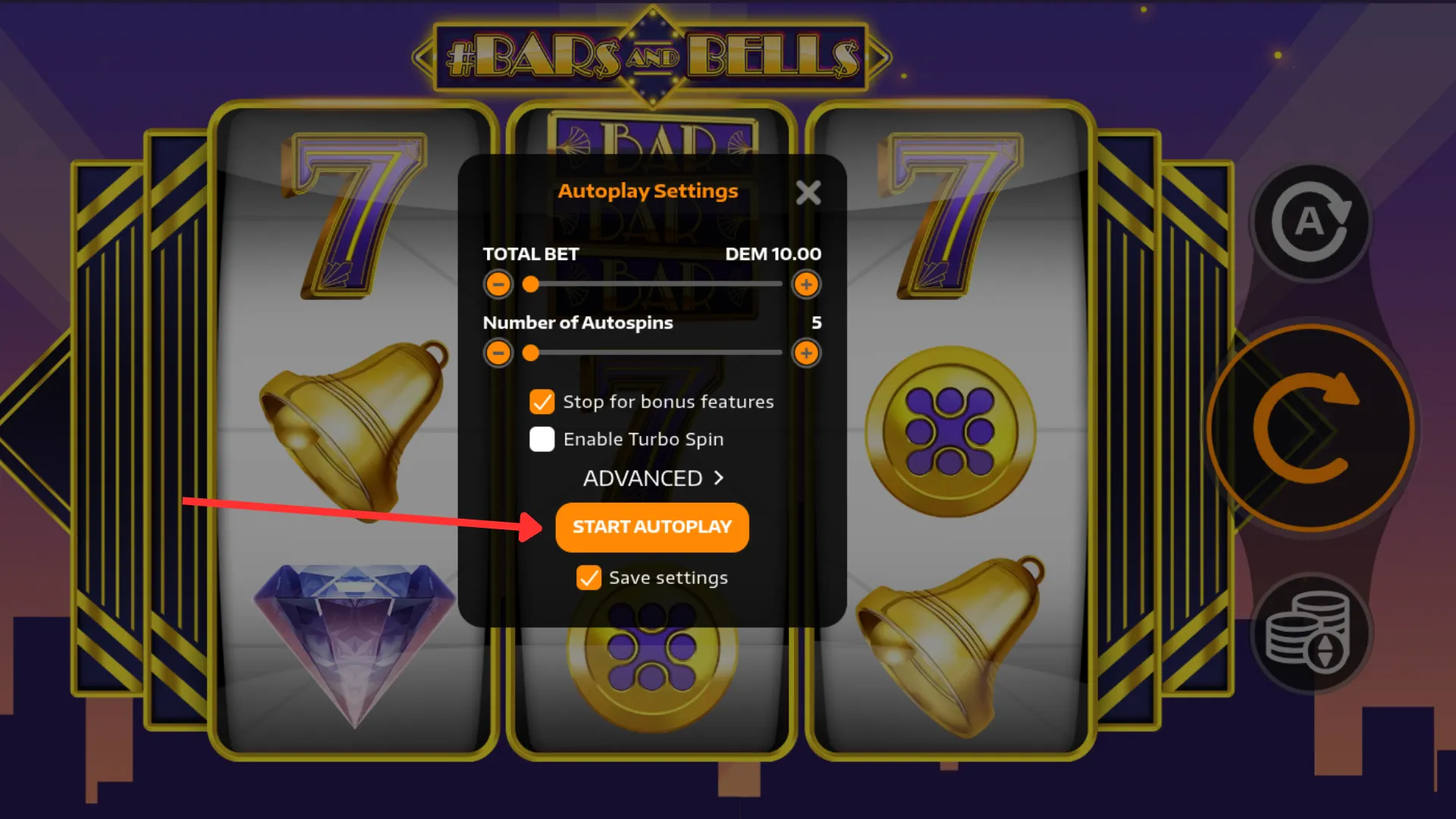 Autoplay starten bij een online slot