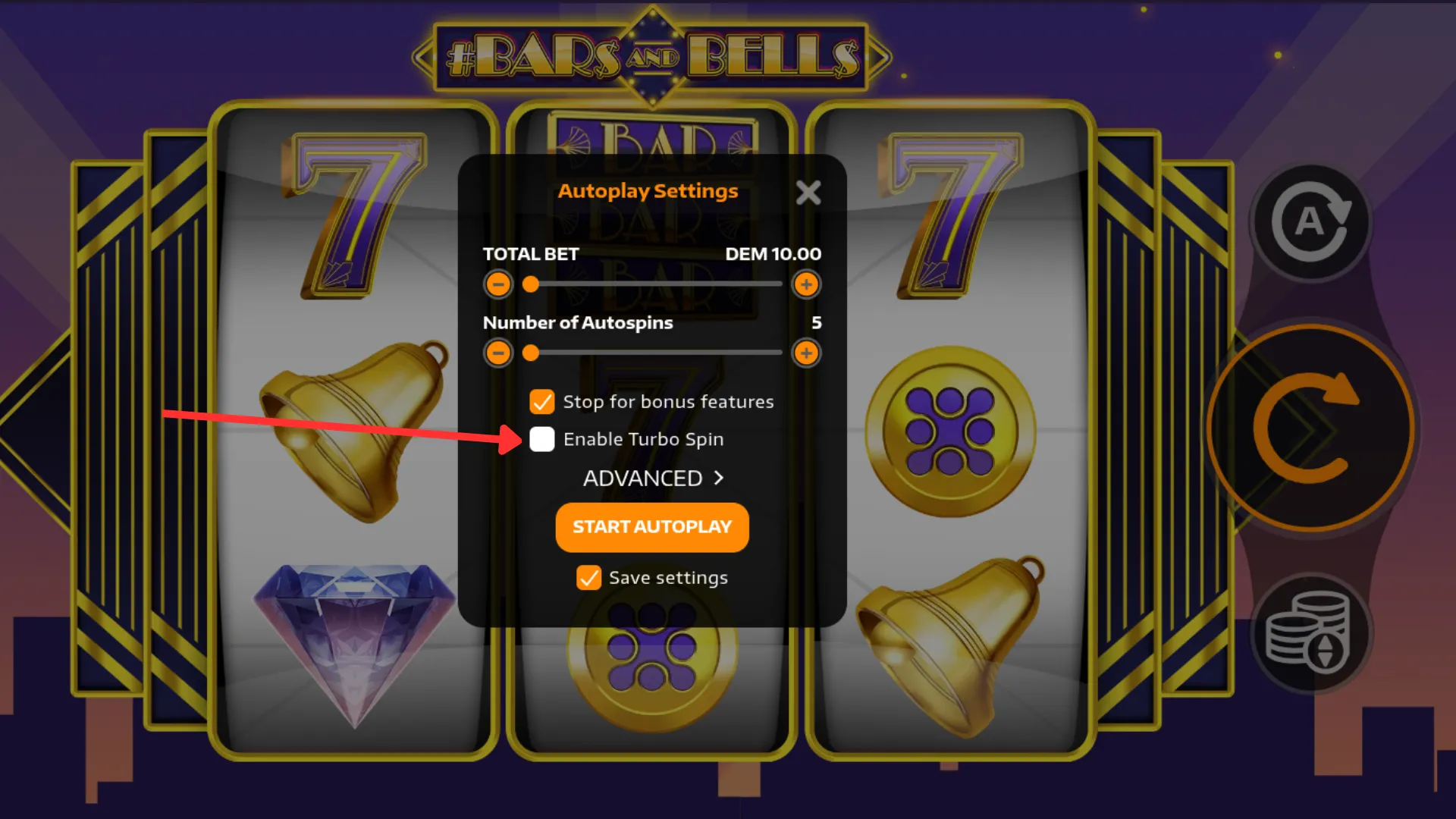 Turbo Spin inschakelen bij Autoplay